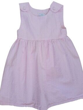 Princess Linens Girls Pink Gingham Seersucker Sleeveless Dress Size 5 Preppy